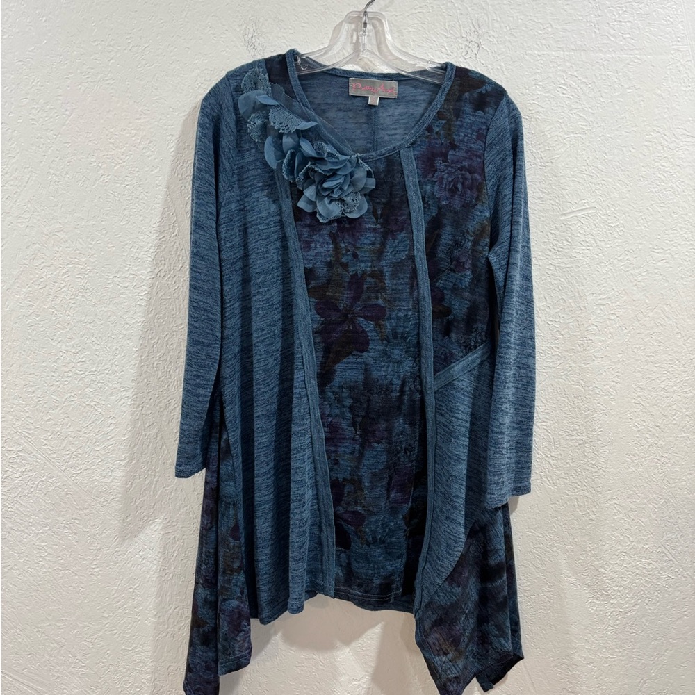 Pretty Angel Blue Embellished Linen Tunic